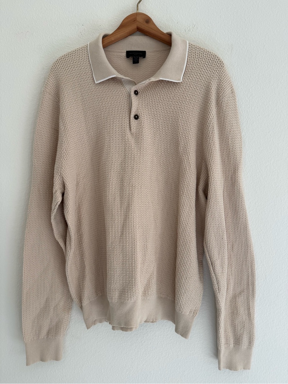 Magaschoni Waffle Knit Pullover Preppy Sweater Shirt Casual